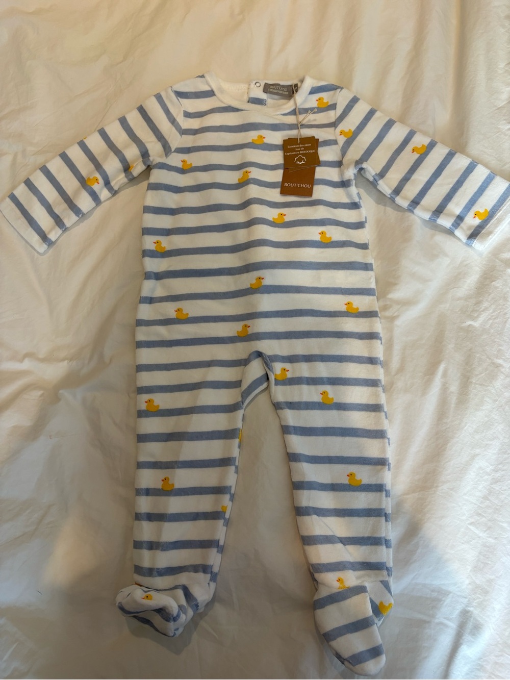 Blue Stripe & Yellow Duck baby One-Piece